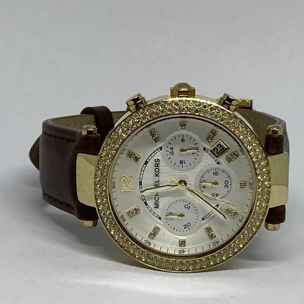 Michael Kors Parker MK-5354 Women's Brown Leather Analog Dial Quartz Watch VK445